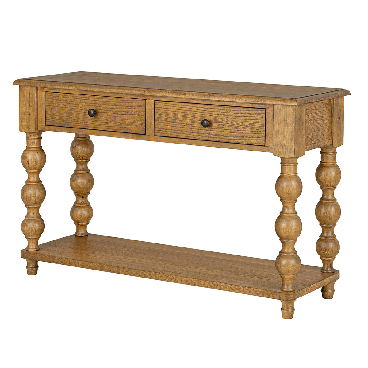 ROME + OAK Stratford Rectangular Wood Console Table with Drawers, Natural Oak