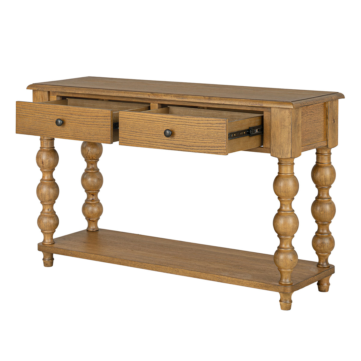 ROME + OAK Stratford Rectangular Wood Console Table with Drawers, Natural Oak