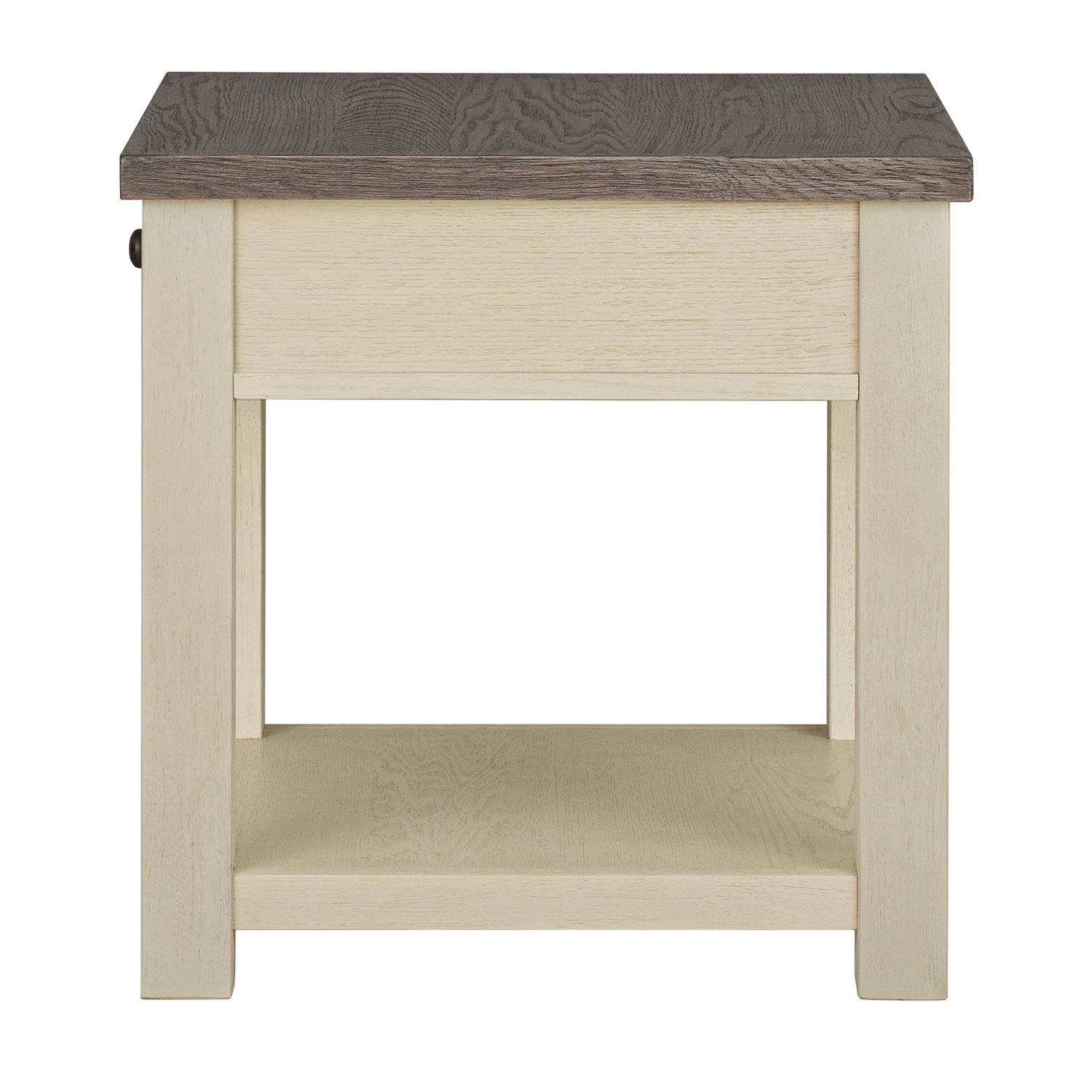 ROME + OAK Tate Farmhouse Wood End Table with Drawer, Weathered Brown and Cream