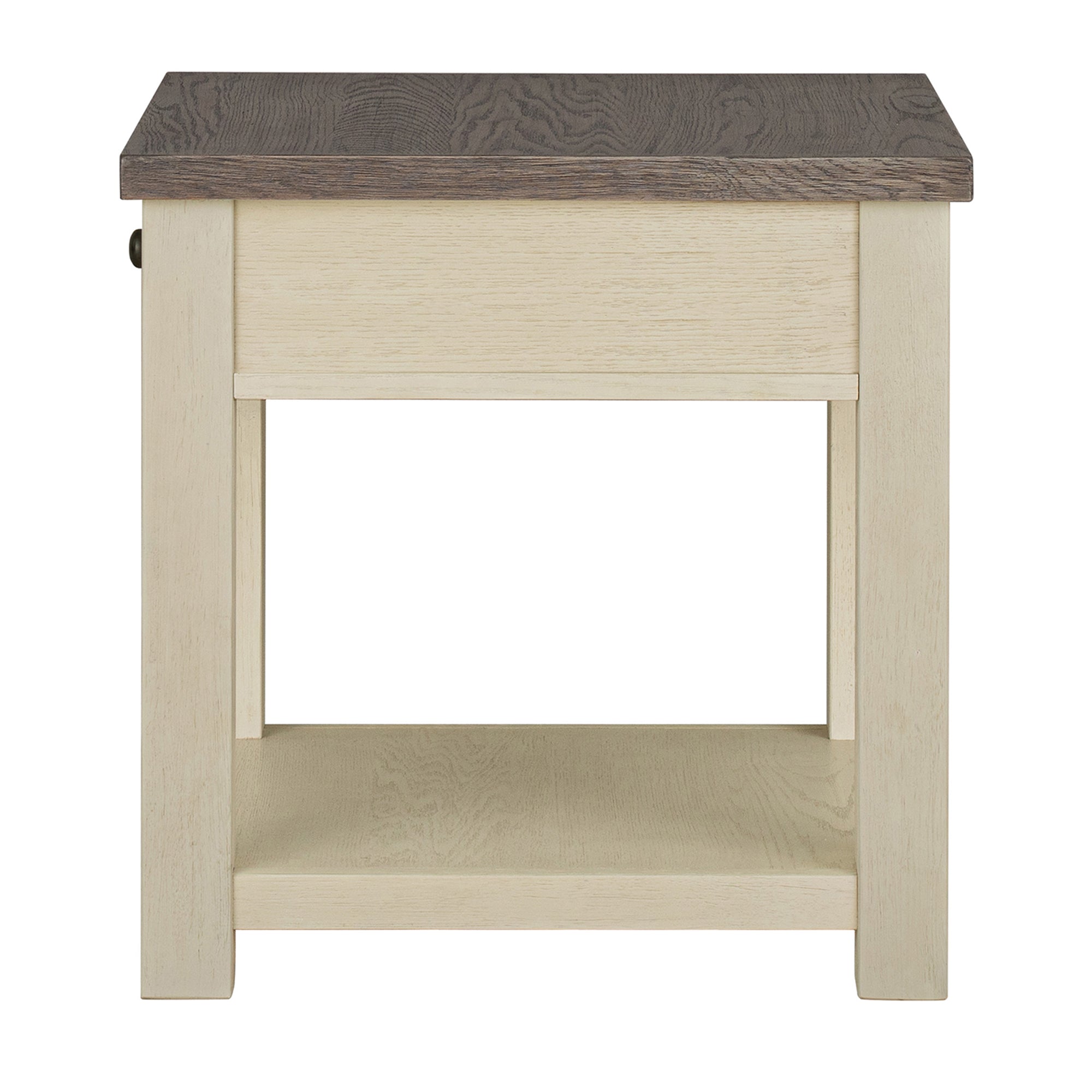 ROME + OAK Tate Farmhouse Wood End Table with Drawer, Weathered Brown and Cream - VMInnovations
