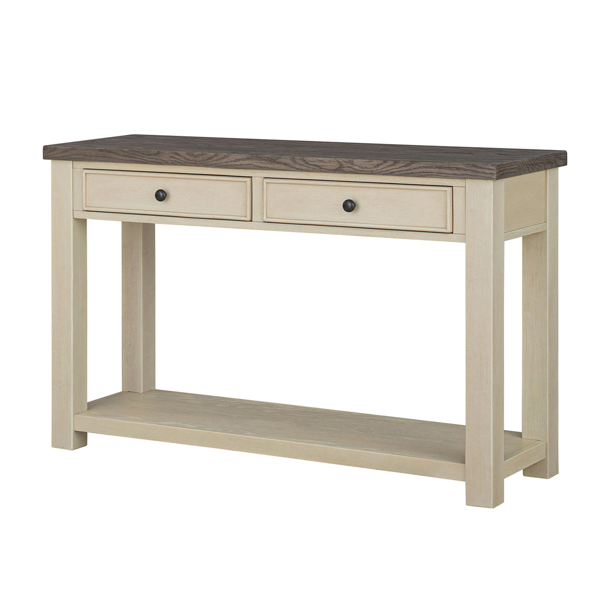 ROME + OAK Tate Farmhouse Wooden Console Table, Accent Furniture, Brown & Cream