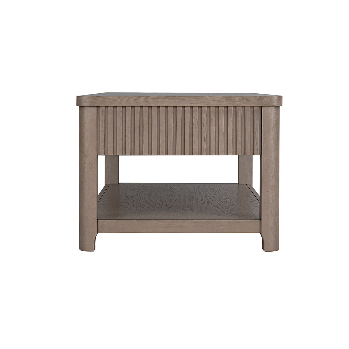ROME + OAK Hathaway Fluted Wood Coffee Table w/ Drawers and Shelf, Rustic Beige
