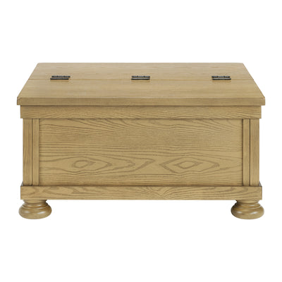 ROME + OAK Stratford Storage Cocktail Table with Manual Lift Top, Natural Oak - VMInnovations