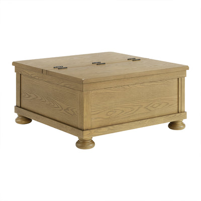 ROME + OAK Stratford Storage Cocktail Table with Manual Lift Top, Natural Oak - VMInnovations