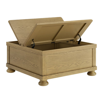 ROME + OAK Stratford Storage Cocktail Table with Manual Lift Top, Natural Oak - VMInnovations