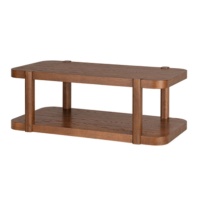 ROME + OAK Coriles Cocktail Table, Wood Rectangle Furniture w/ Shelf, Walnut