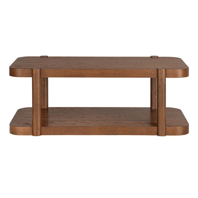 ROME + OAK Coriles Cocktail Table, Wood Rectangle Furniture w/ Shelf, Walnut