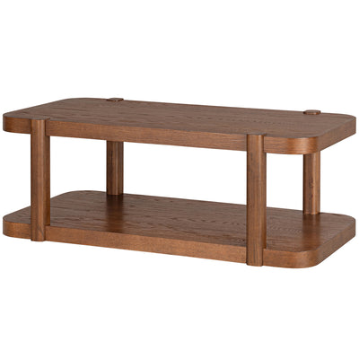 ROME + OAK Coriles Cocktail Table, Wood Rectangle Furniture w/ Shelf, Walnut