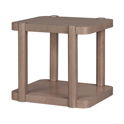 ROME + OAK Coriles End Table, Wood Home Accent Furniture with Shelf, Light Beige