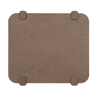 ROME + OAK Coriles End Table, Wood Home Accent Furniture with Shelf, Light Beige