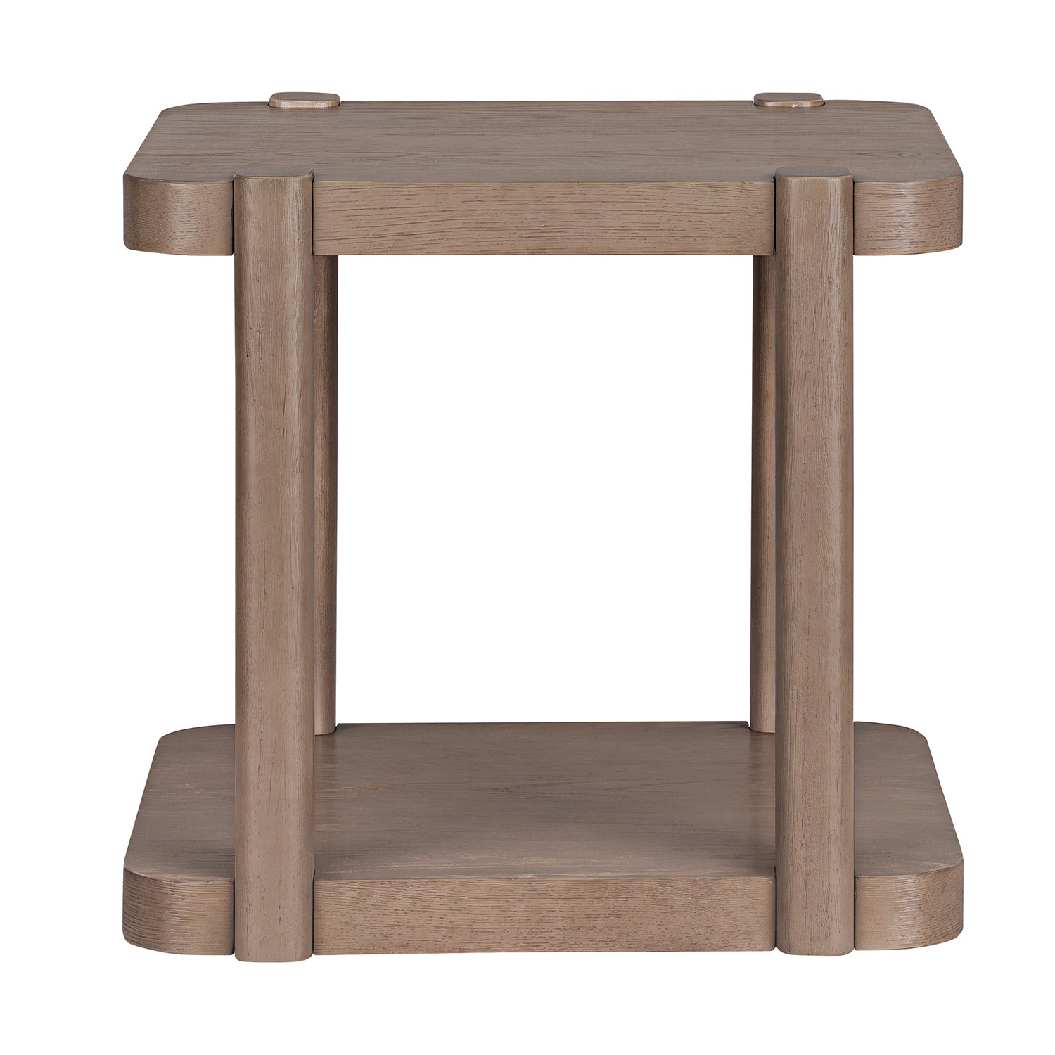 ROME + OAK Coriles End Table, Wood Home Accent Furniture with Shelf, Light Beige
