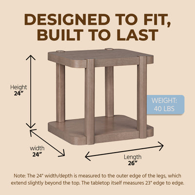 ROME + OAK Coriles End Table, Wood Home Accent Furniture with Shelf, Light Beige
