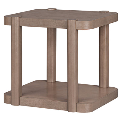 ROME + OAK Coriles End Table, Wood Home Accent Furniture with Shelf, Light Beige