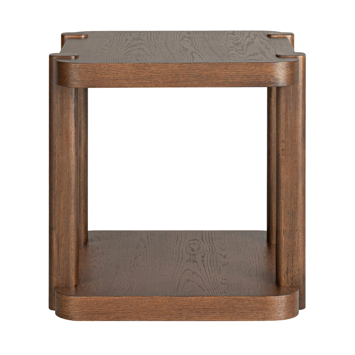 ROME + OAK Coriles End Table, Wood Home Accent Furniture with Shelf, Walnut