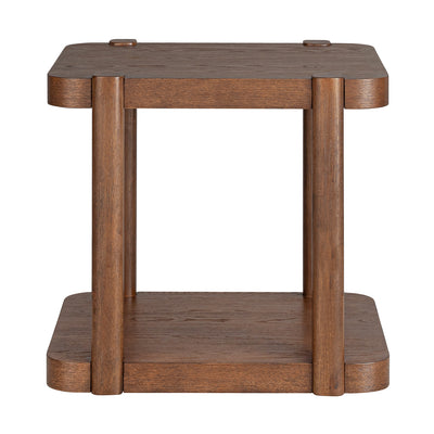 ROME + OAK Coriles End Table, Wood Home Accent Furniture with Shelf, Walnut