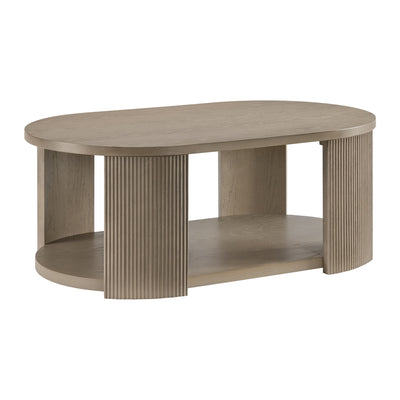 ROME + OAK Euclid Coffee Table, Rustic Wood Living Room Centerpiece, Beige