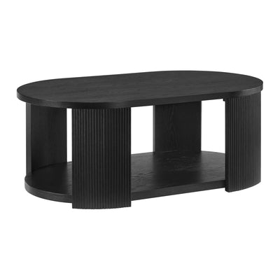 ROME + OAK Euclid Coffee Table, Rustic Wood Living Room Centerpiece, Black