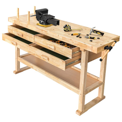 Olympia Tools 60" Rubber Hardwood Workbench, 4 Drawers, 450 lbs Cap (For Parts)