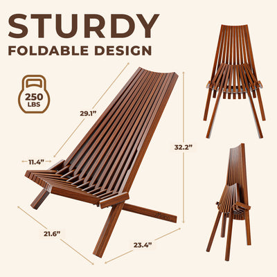 Melino Wooden Folding Tamarack Chair Low Profile Lounge Furniture (Open Box) - VMInnovations