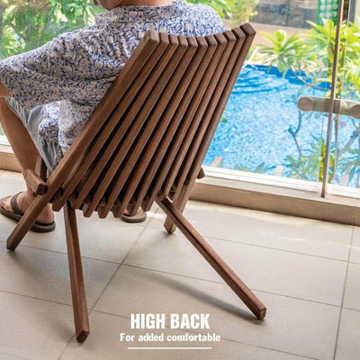Melino Wooden Folding Tamarack Chair Low Profile Lounge Furniture (Open Box) - VMInnovations