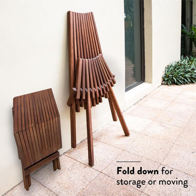 Melino Wooden Folding Tamarack Chair Low Profile Lounge Furniture (Open Box) - VMInnovations