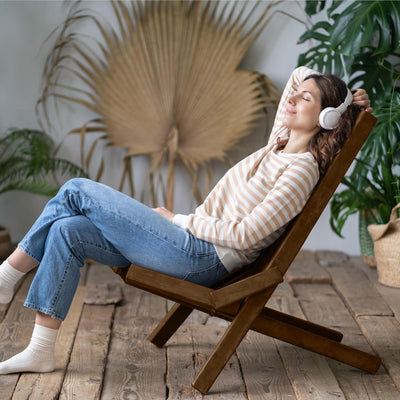 Melino Wooden Folding Tamarack Chair Low Profile Lounge Furniture (Open Box) - VMInnovations
