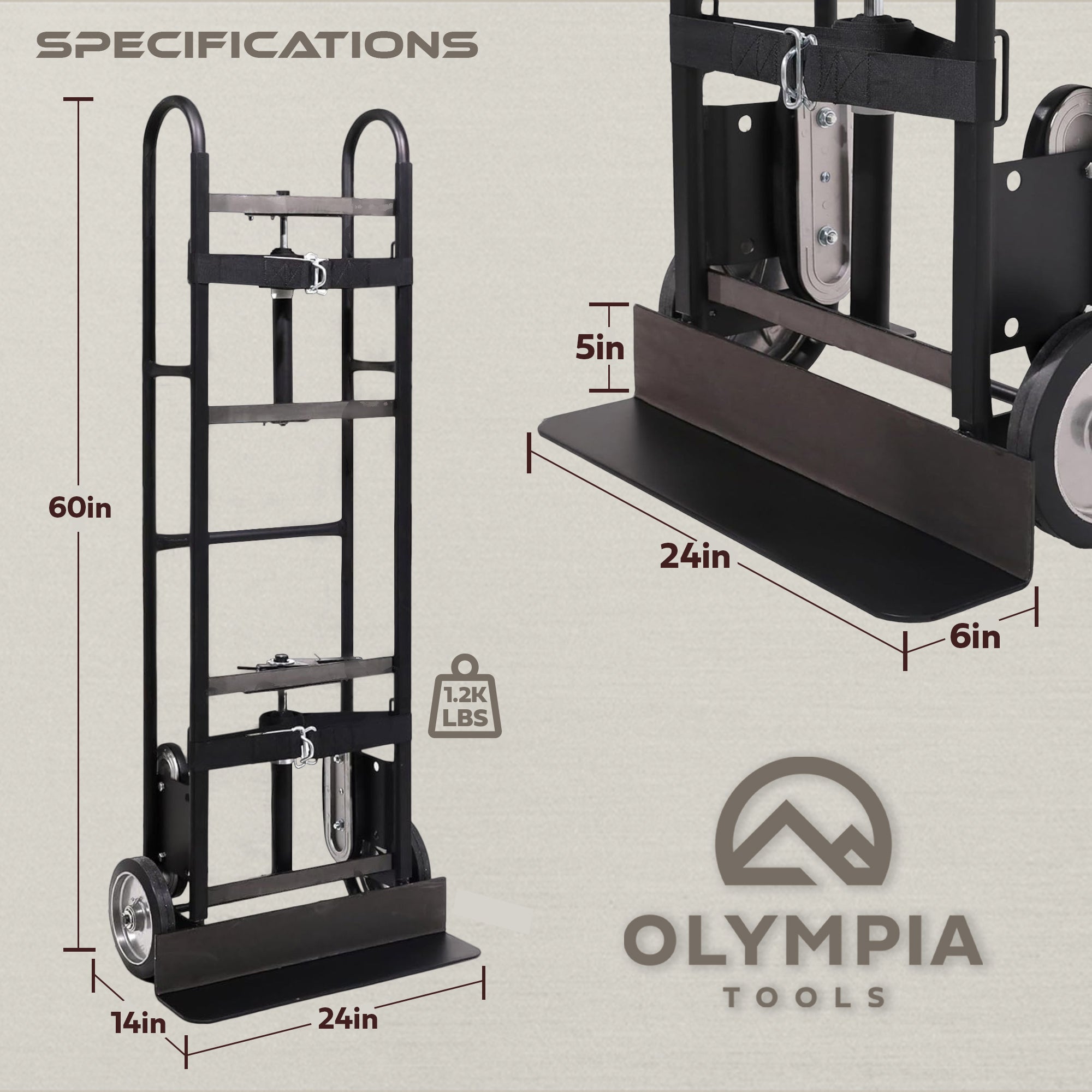 Olympia Tools 1200 Lb Appliance Hand Truck with Auto-Recoil Straps, (Open Box)