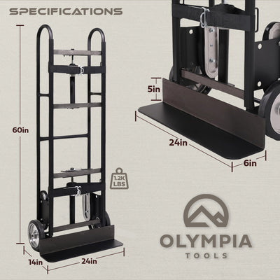 Olympia Tools 1200 Lb Appliance Hand Truck with Auto-Recoil Straps, (Open Box)