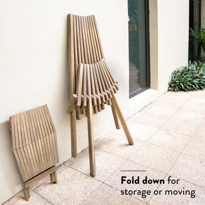 Melino Wooden Folding Tamarack Chair Low Patio Lounge Furniture (Open Box) - VMInnovations
