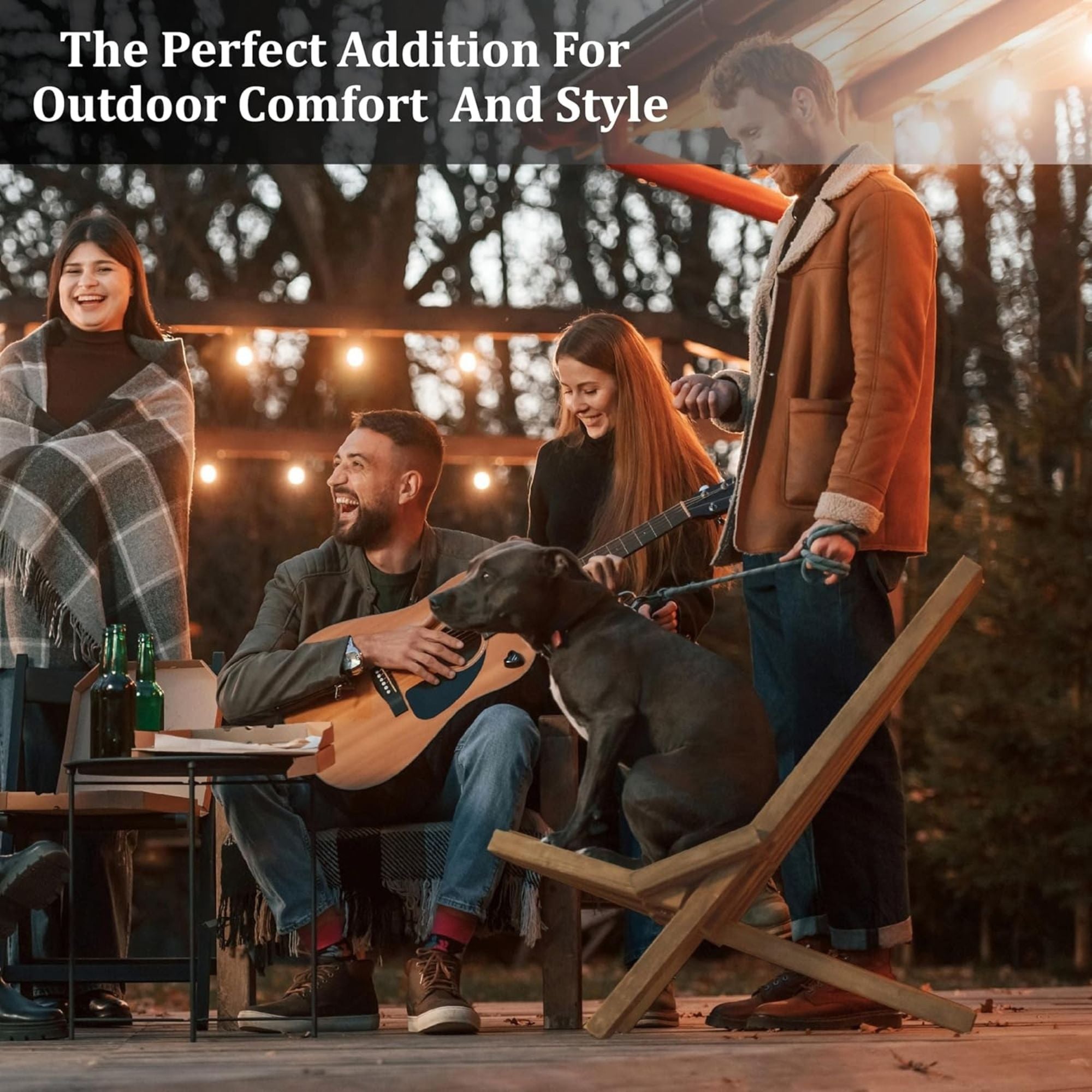 Melino Wooden Folding Tamarack Chair Low Patio Lounge Furniture (Open Box) - VMInnovations