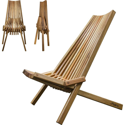 Melino Wooden Folding Tamarack Chair Low Patio Lounge Furniture (Open Box) - VMInnovations
