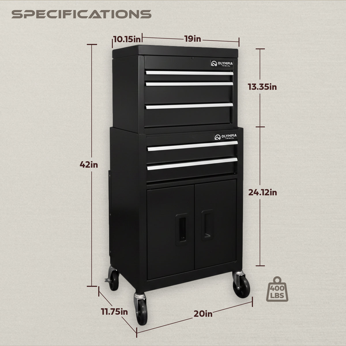Olympia Tools 27 Inch Rolling Tool Cabinet with 4 Drawers, Locking Storage