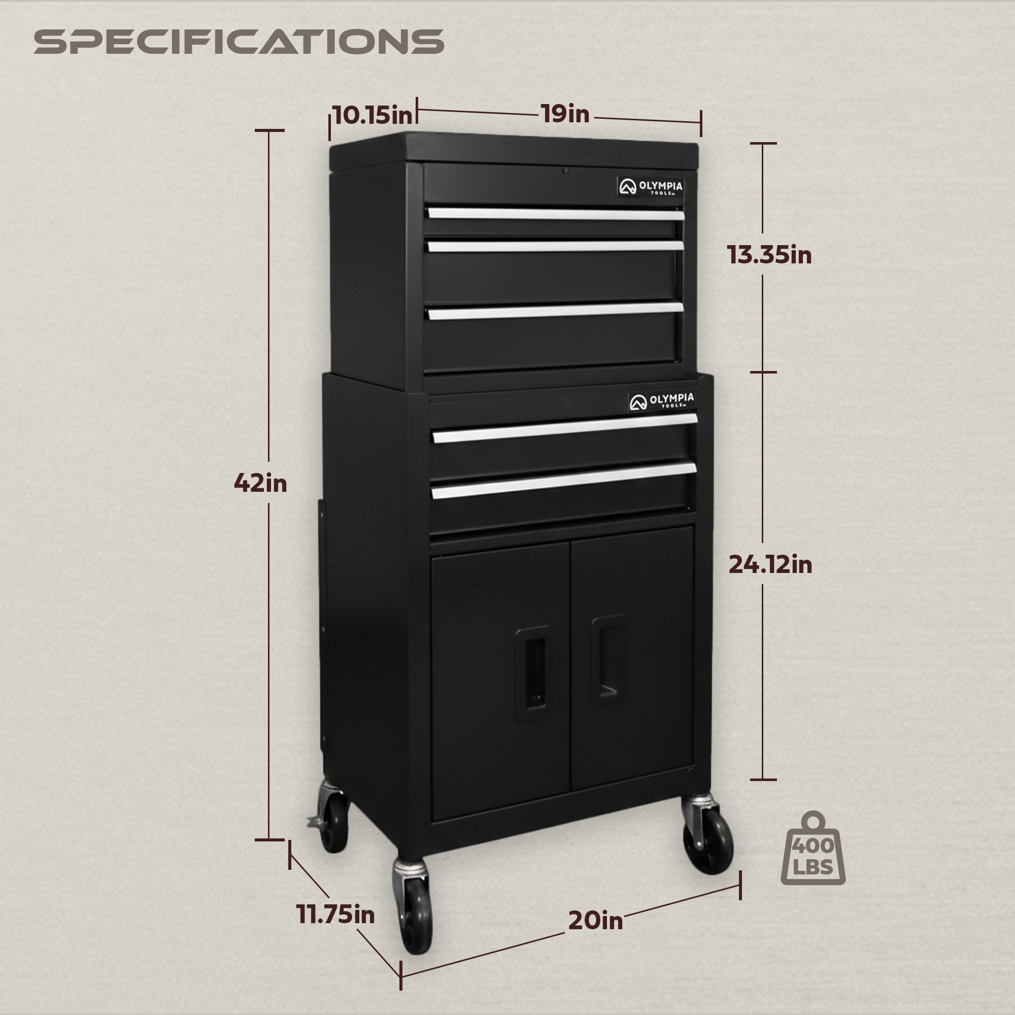 Olympia Tools 20-Inch Rolling Tool Cabinet with 5 Drawers, Locking Storage(Used)