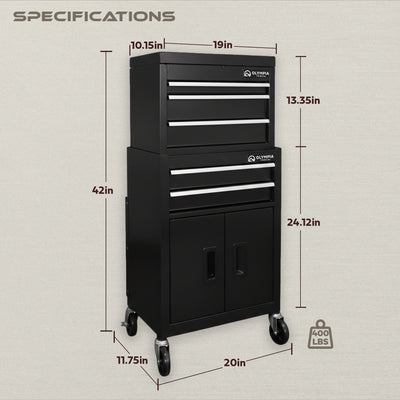 Olympia Tools 20-Inch Rolling Tool Cabinet with 5 Drawers, Locking (Open Box) - VMInnovations