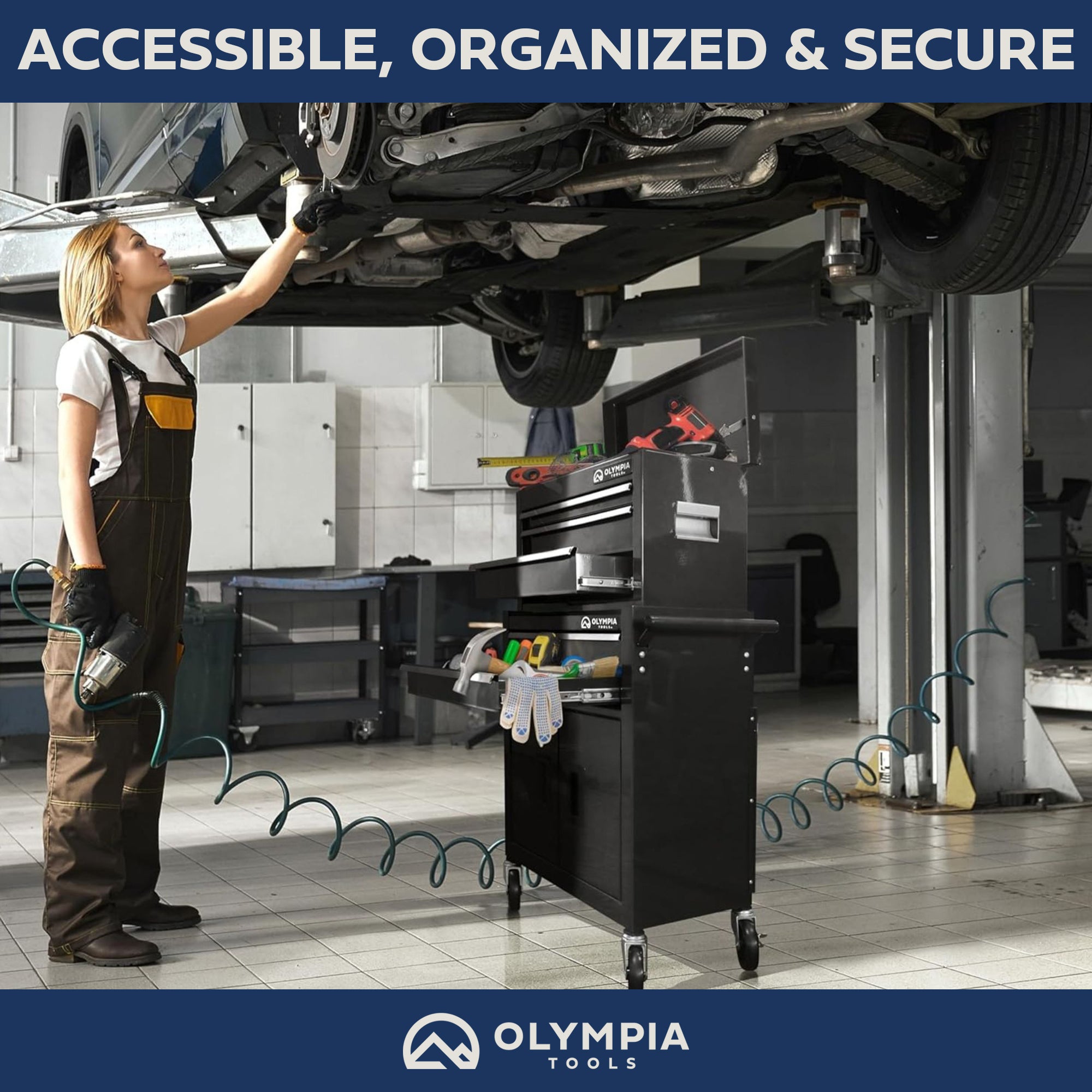 Olympia Tools 20-Inch Rolling Tool Cabinet with 5 Drawers, Locking (Open Box) - VMInnovations