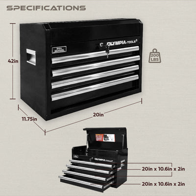 Olympia Tools 26-Inch Portable Tool Chest, 4 Drawers, Locking Storage (Open Box)