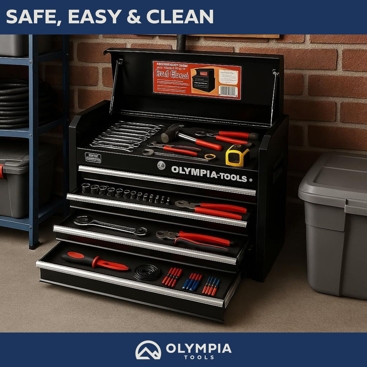 Olympia Tools 26-Inch Portable Tool Chest, 4 Drawers, Locking Storage (Open Box)