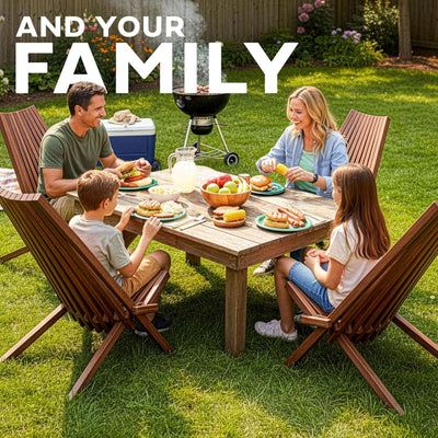Melino 2 Pack Folding Tamarack Wood Chair Low Profile Patio Furniture (Open Box) - VMInnovations