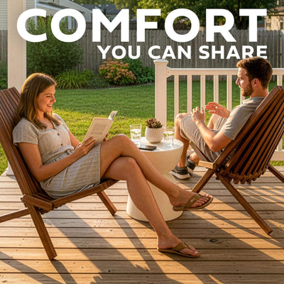 Melino 2 Pack Folding Tamarack Wood Chair Low Profile Patio Furniture (Open Box) - VMInnovations