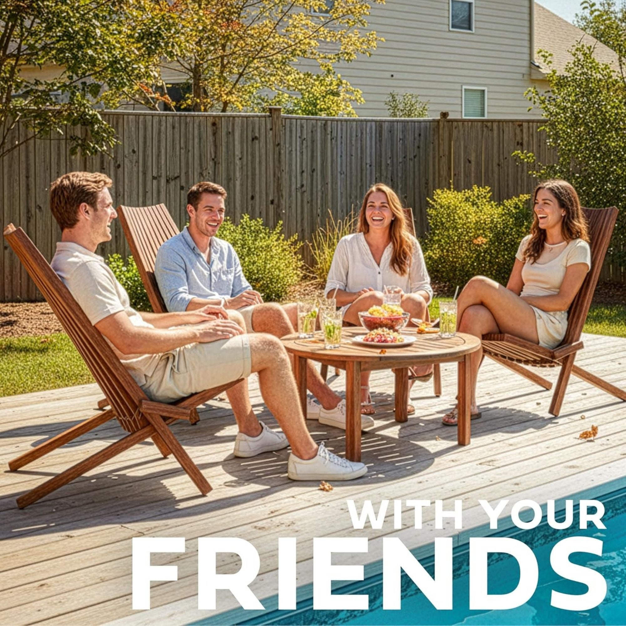 Melino 2 Pack Folding Tamarack Wood Chair Low Profile Patio Furniture (Open Box) - VMInnovations