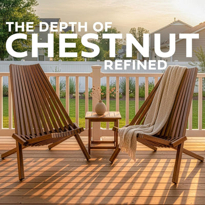 Melino 2 Pack Folding Tamarack Wood Chair Low Profile Patio Furniture (Open Box)