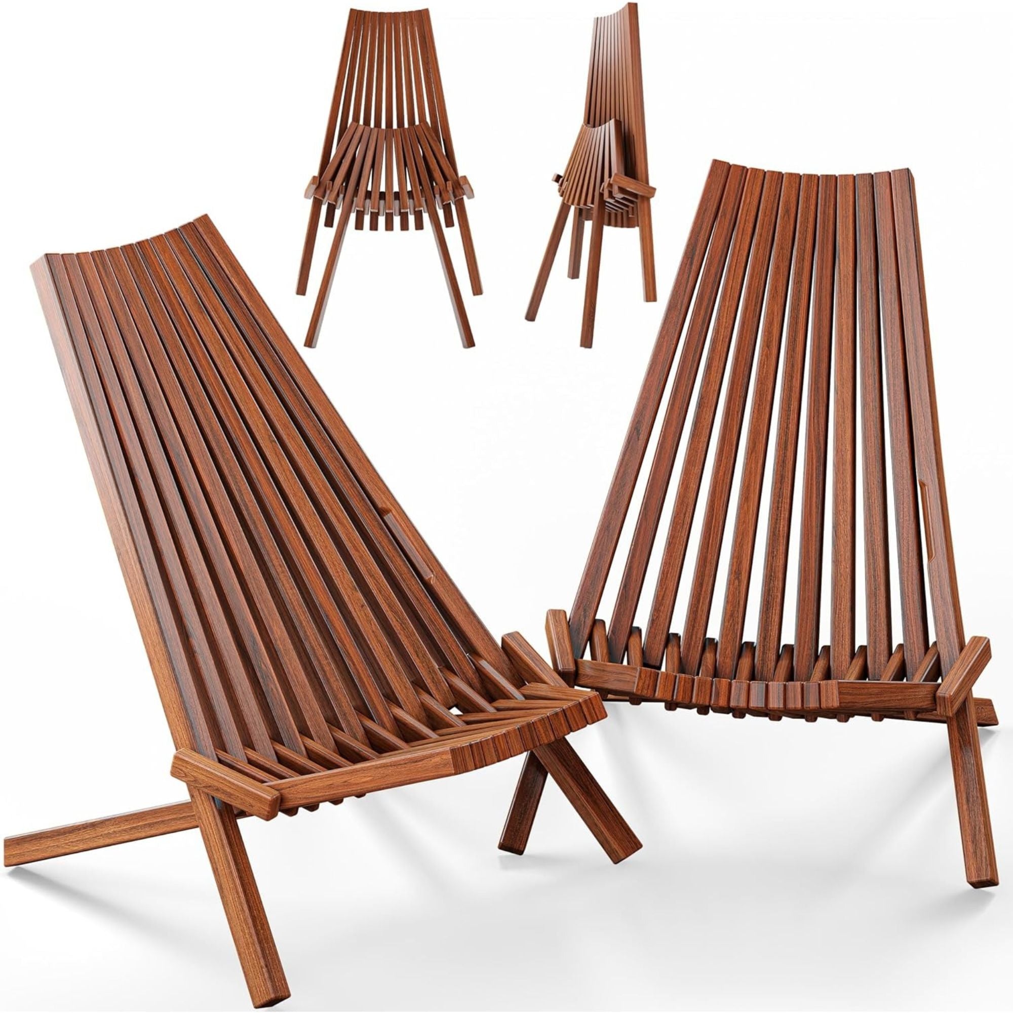 Melino 2 Pack Folding Tamarack Wood Chair Low Profile Patio Furniture (Open Box)