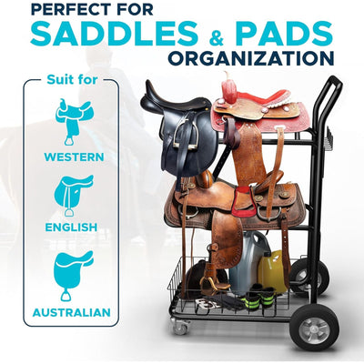 HOMESTEAD 3-Tier Saddle Rack Cart, Rolling Horse Saddle Stand (For Parts) - VMInnovations
