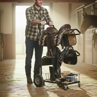 HOMESTEAD 3-Tier Saddle Rack Cart, Rolling Horse Saddle Stand (For Parts) - VMInnovations