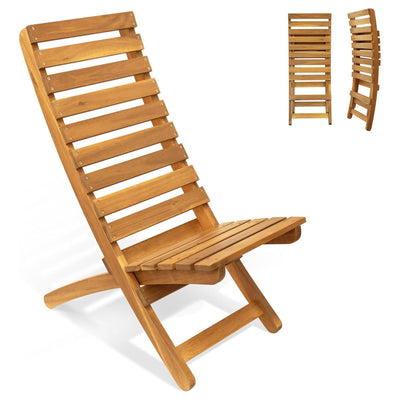 Melino 2pk Folding Chair Low Profile Patio Lounge Furniture, Natural (Open Box) - VMInnovations