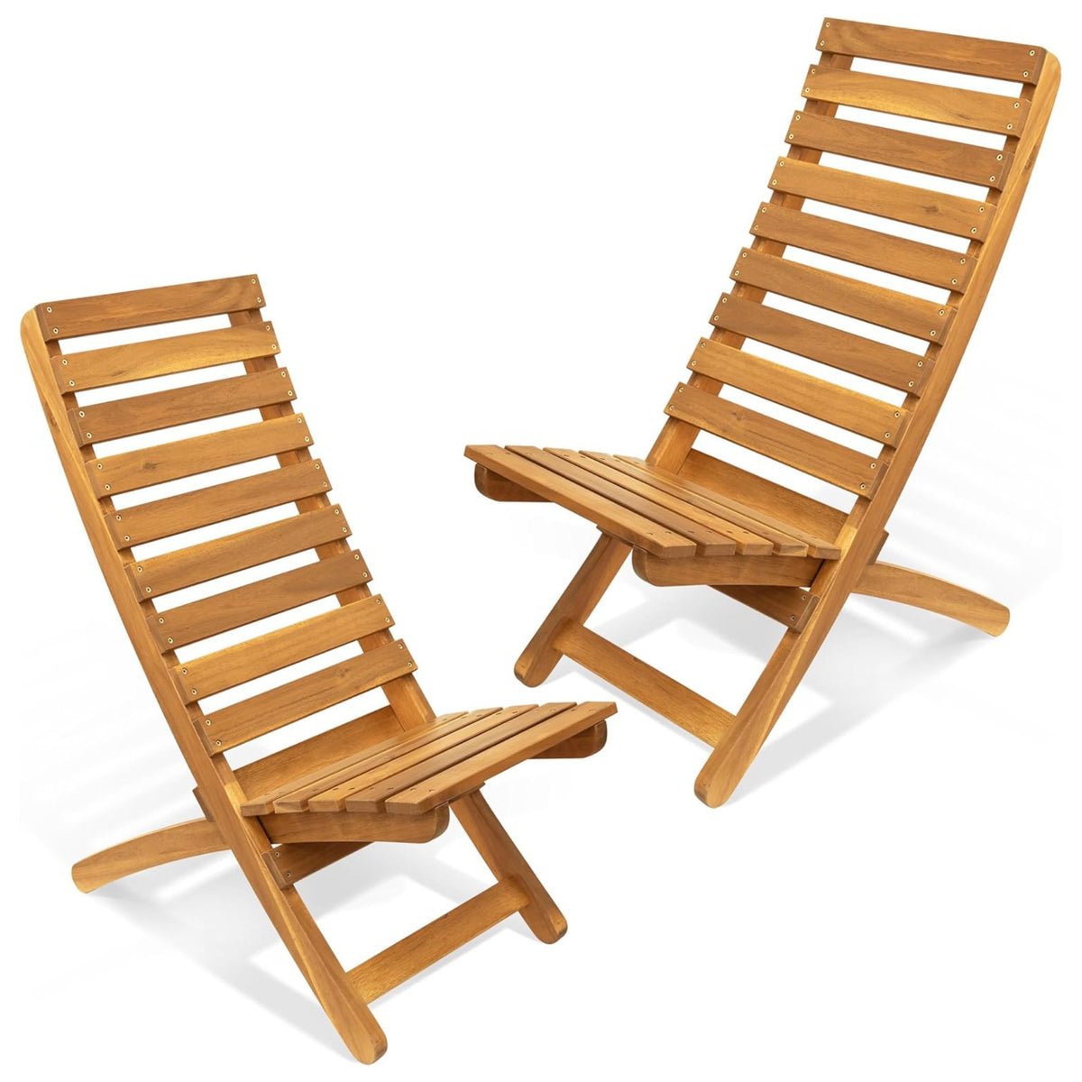 Melino 2pk Folding Chair Low Profile Patio Lounge Furniture, Natural (Open Box) - VMInnovations