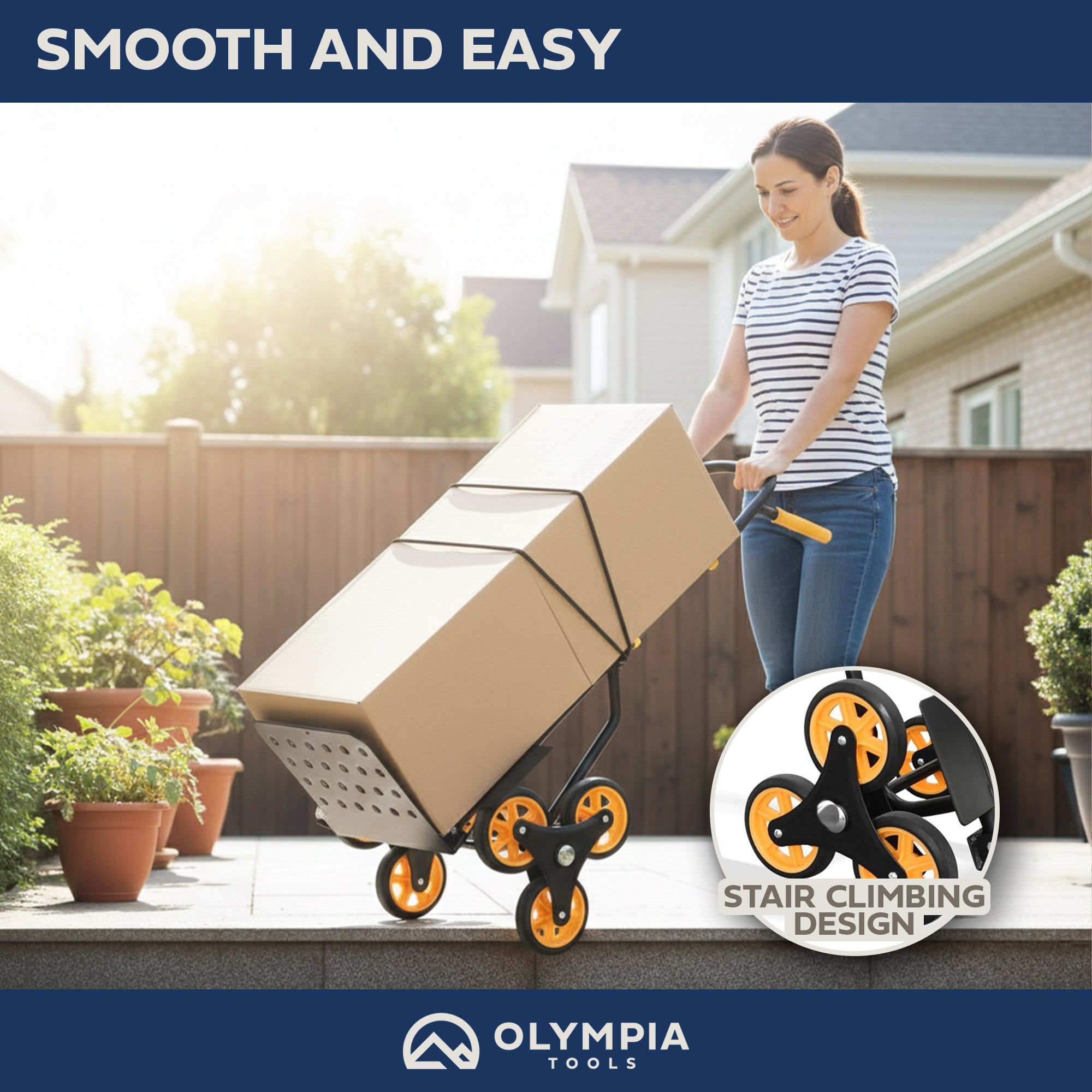 Olympia Tools Folding Hand Truck Stair Climbing Dolly with Wheels, 330 Lb Cap - VMInnovations