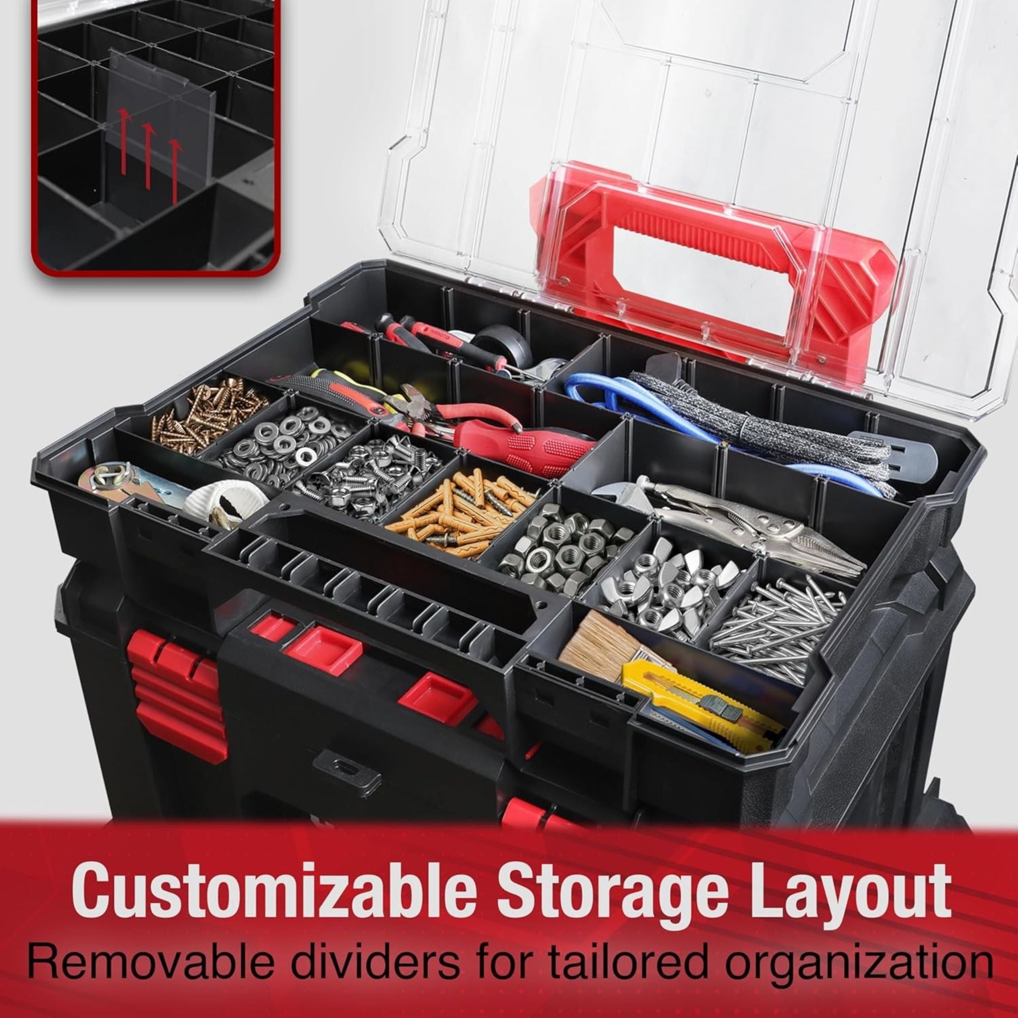 OLY-PRO Modular Tool Box Storage System, Rolling Stackable Toolbox with Wheels - VMInnovations
