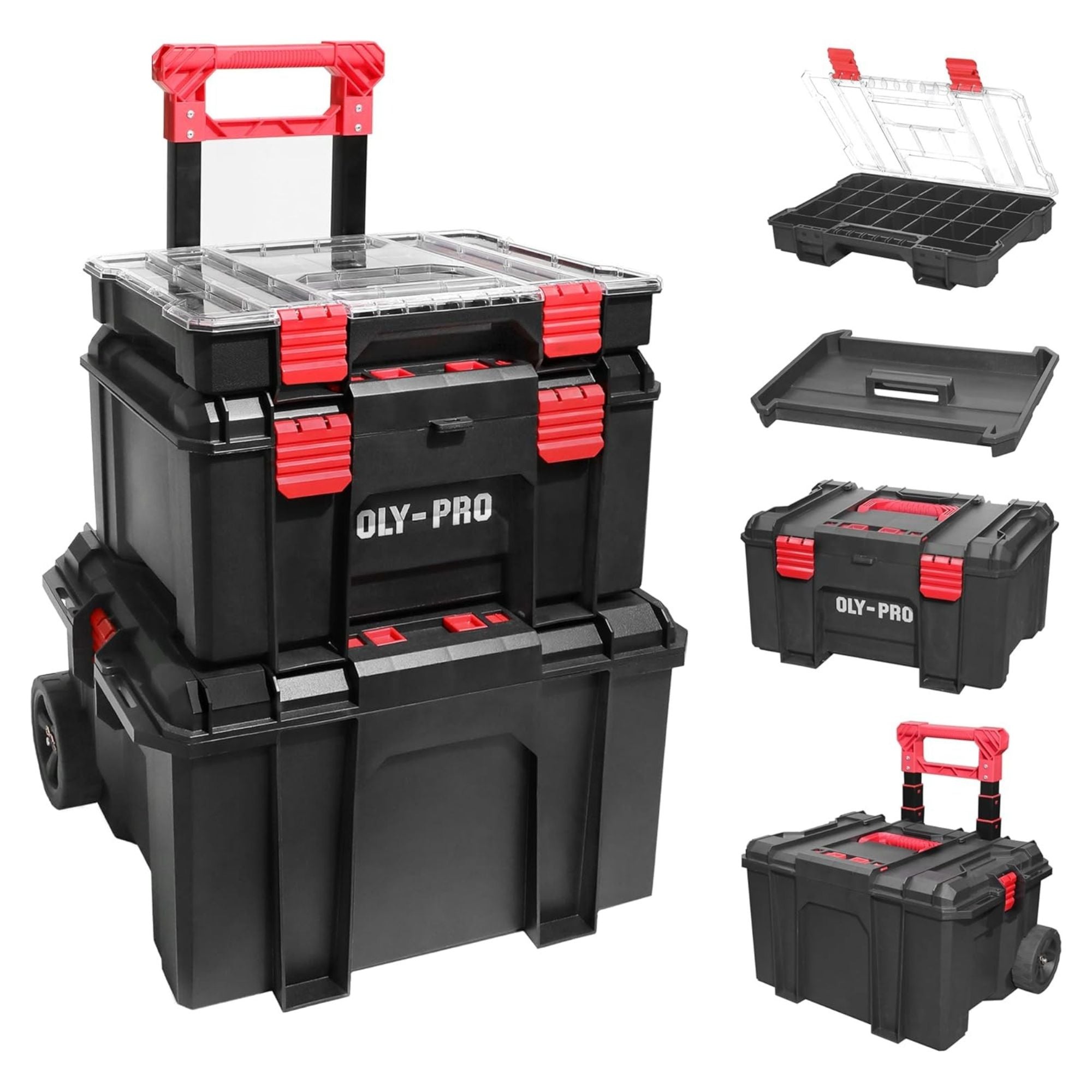 OLY-PRO Modular Tool Box Storage System, Rolling Toolbox w/ Wheels (Open Box) - VMInnovations