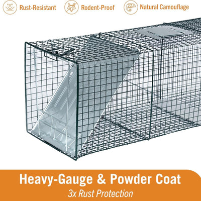 Homestead 42'' Live Animal Trap, Quick Set Steel Cage for Humane Catch & Release
